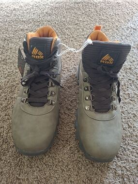 RBX Men's Hiking Boots Gray Orange Water Resistant Lace-Up Trail Boots Size 13